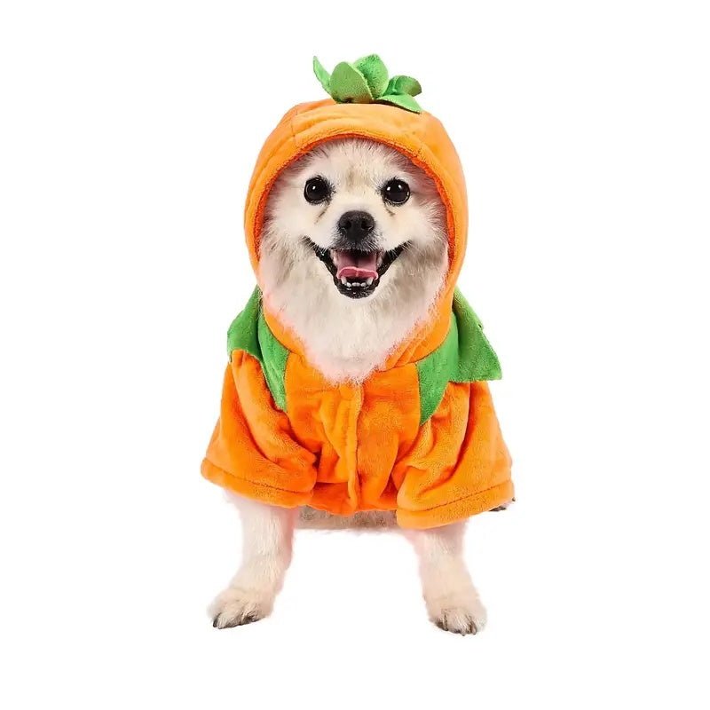 Cozy Pumpkin Dog Hoodie – Warm Fleece Halloween Cosplay Costume - 0
