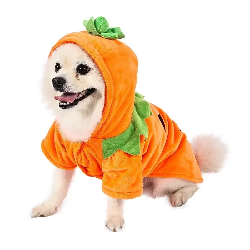 Cozy Pumpkin Dog Hoodie – Warm Fleece Halloween Cosplay Costume - 0