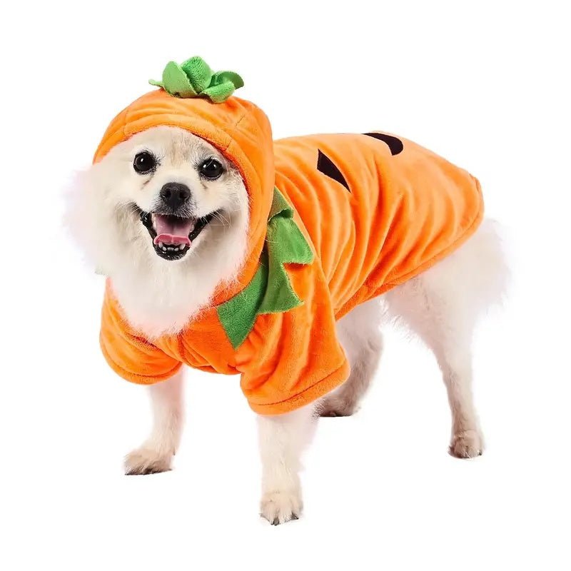 Cozy Pumpkin Dog Hoodie – Warm Fleece Halloween Cosplay Costume - 0