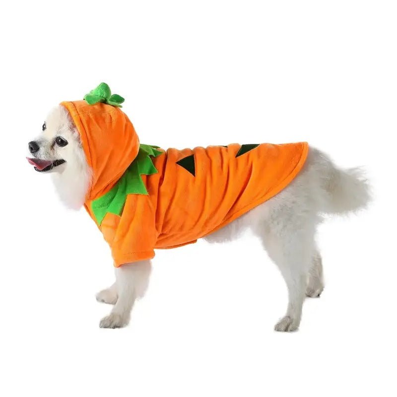 Cozy Pumpkin Dog Hoodie – Warm Fleece Halloween Cosplay Costume - 0