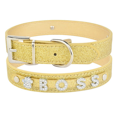 Custom DIY Alphabet Dog Name Collar – PU Leather Adjustable Pet Collar - 7