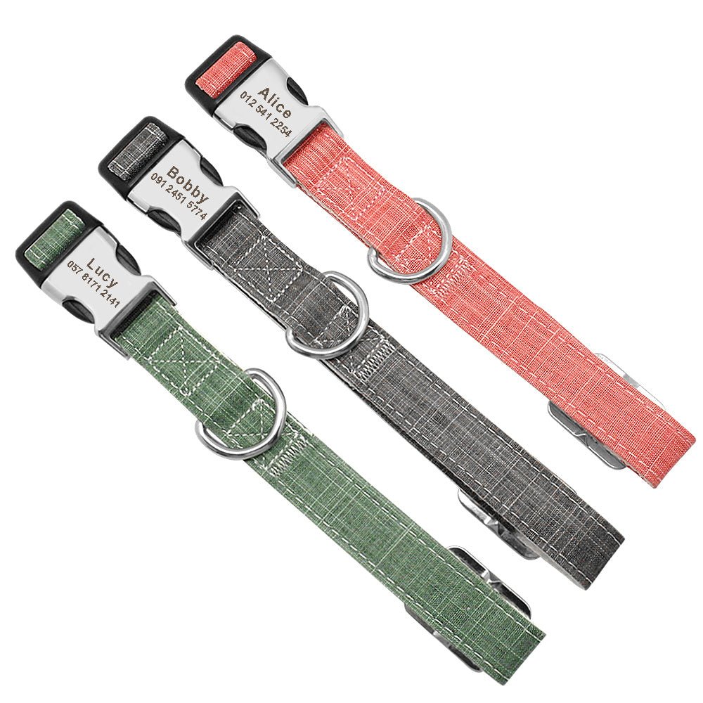 Custom Engraved Nylon Dog Collar – Adjustable Personalized ID Tag Collar - 7