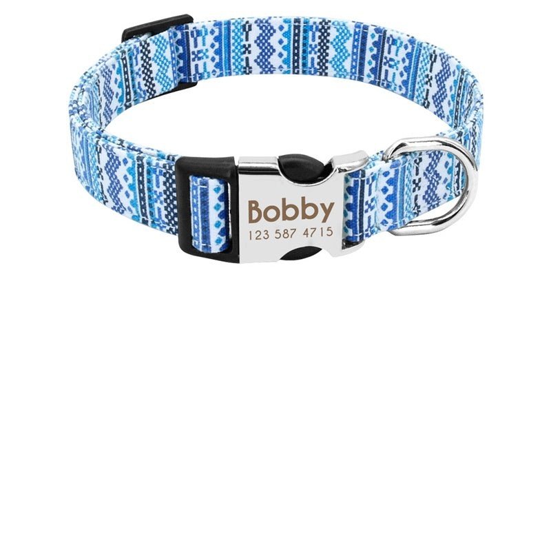 Custom Engraved Nylon Dog Collar – Adjustable Personalized ID Tag Collar - 7