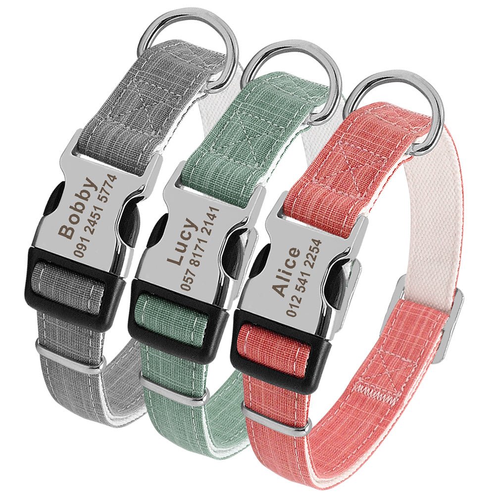 Custom Engraved Nylon Dog Collar – Adjustable Personalized ID Tag Collar - 7