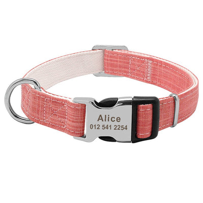 Custom Engraved Nylon Dog Collar – Adjustable Personalized ID Tag Collar - 7