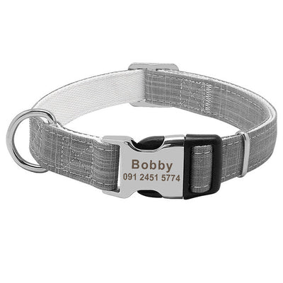 Custom Engraved Nylon Dog Collar – Adjustable Personalized ID Tag Collar - 7