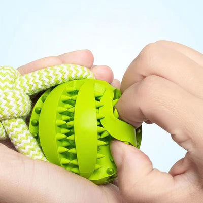Interactive Rope Dog Toy with Treat Ball – Chew & Tug Toy for Small Dogs, Dental Cleaning & Training