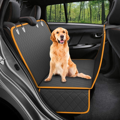 Dog Car Seat Cover with Mesh Window – Waterproof Hammock Style Pet Protector for Back Seat Travel (Fits All Cars) - 0