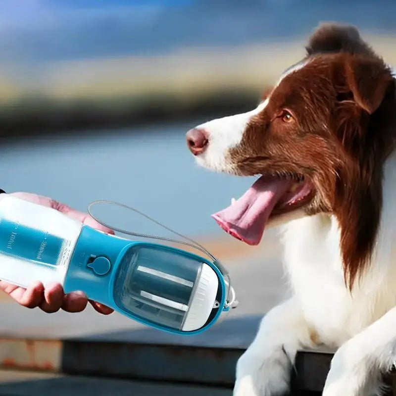 Dog Water Cup – 3 - in - 1 Portable Pet Bottle with Water, Food & Waste Bag Compartments - 0