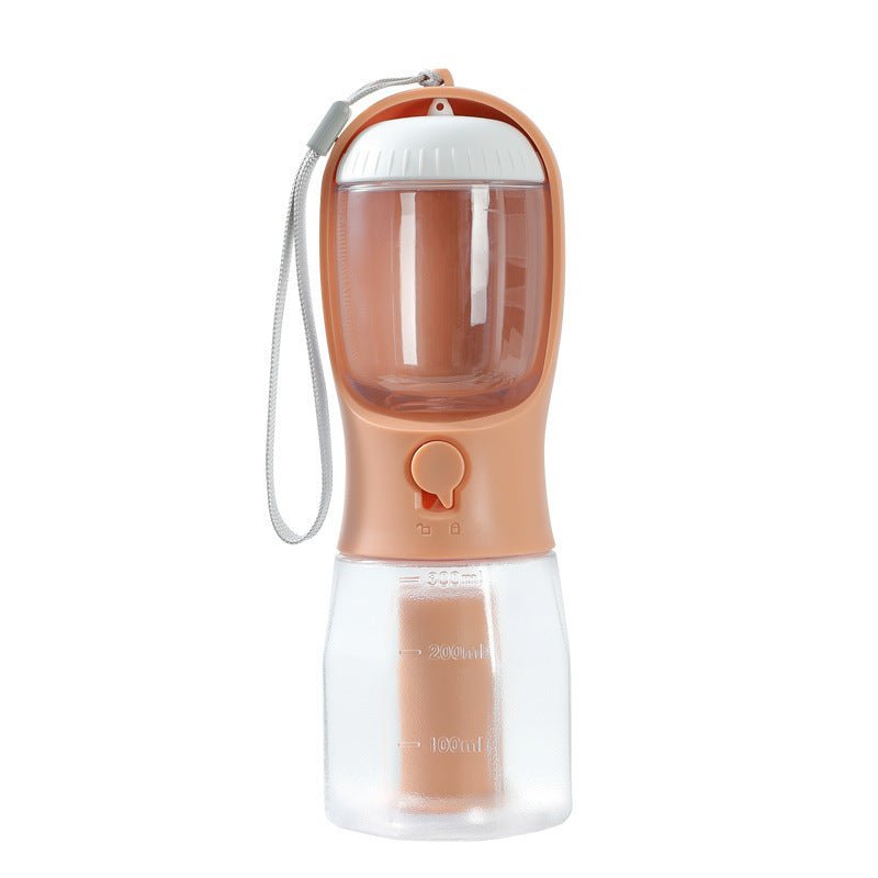 Dog Water Cup – 3 - in - 1 Portable Pet Bottle with Water, Food & Waste Bag Compartments - 0