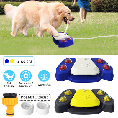 Dog Water Fountain – Step - On Automatic Pet Water Dispenser with Sprinkler, Drinking & Play Function, Blue & Yellow Options - 0