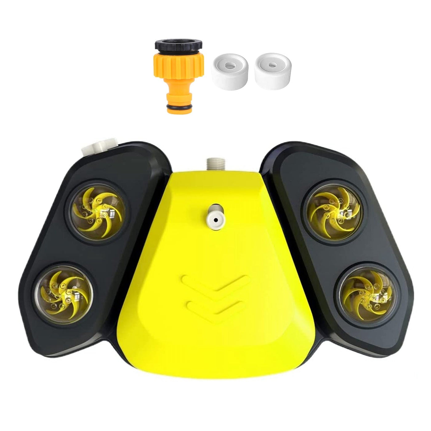 Dog Water Fountain – Step - On Automatic Pet Water Dispenser with Sprinkler, Drinking & Play Function, Blue & Yellow Options - 0