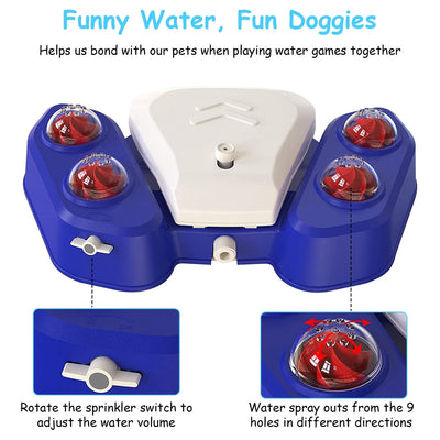 Dog Water Fountain – Step - On Automatic Pet Water Dispenser with Sprinkler, Drinking & Play Function, Blue & Yellow Options - 0