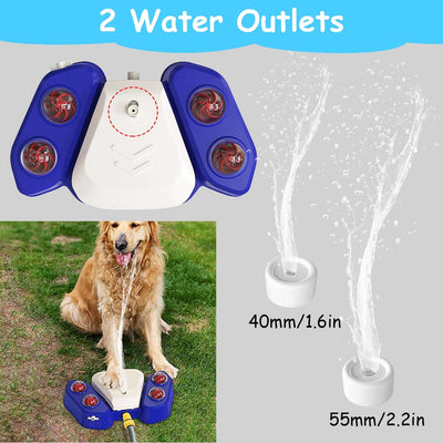 Dog Water Fountain – Step - On Automatic Pet Water Dispenser with Sprinkler, Drinking & Play Function, Blue & Yellow Options - 0