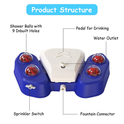 Dog Water Fountain – Step - On Automatic Pet Water Dispenser with Sprinkler, Drinking & Play Function, Blue & Yellow Options - 0