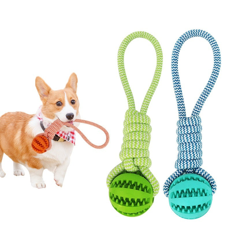 Interactive Rope Dog Toy with Treat Ball – Chew & Tug Toy for Small Dogs, Dental Cleaning & Training