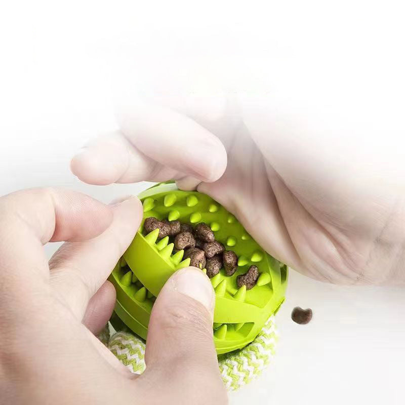 Interactive Rope Dog Toy with Treat Ball – Chew & Tug Toy for Small Dogs, Dental Cleaning & Training