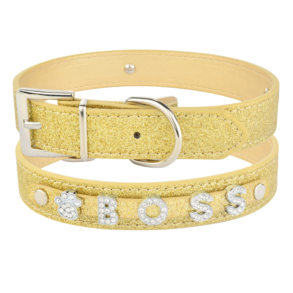 Custom DIY Alphabet Dog Name Collar – PU Leather Adjustable Pet Collar
