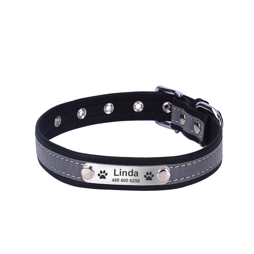 Reflective Microfiber Dog & Cat Collar – Soft Adjustable Collar with Personalized Lettering