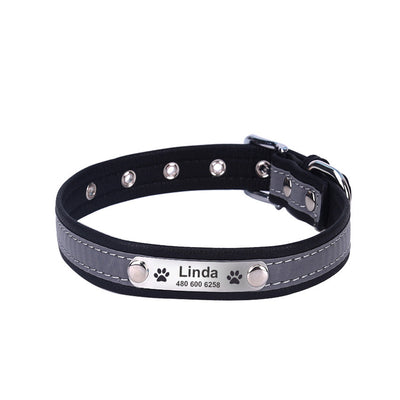 Reflective Microfiber Dog & Cat Collar – Soft Adjustable Collar with Personalized Lettering