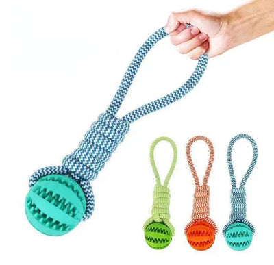 Interactive Rope Dog Toy with Treat Ball – Chew & Tug Toy for Small Dogs, Dental Cleaning & Training