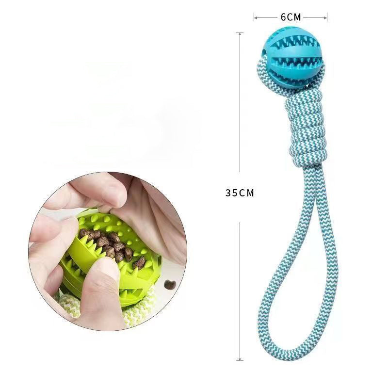 Interactive Rope Dog Toy with Treat Ball – Chew & Tug Toy for Small Dogs, Dental Cleaning & Training