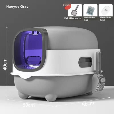 Fully Enclosed Cat Litter Box – Large Odor - Control Design with Optional UV Sterilization - 0