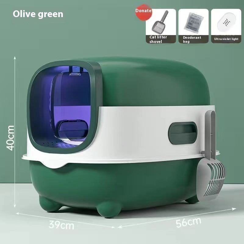 Fully Enclosed Cat Litter Box – Large Odor - Control Design with Optional UV Sterilization - 0