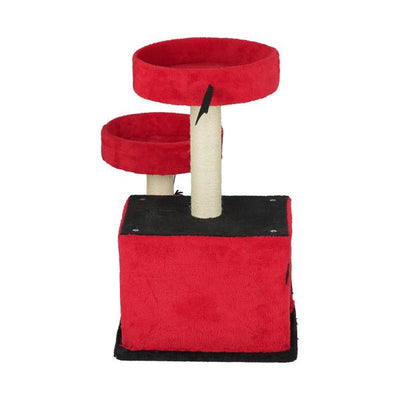 Gothic Halloween Cat Tree – Red & Black Tower with Bat Wings, Condo & Spider Toy - 0
