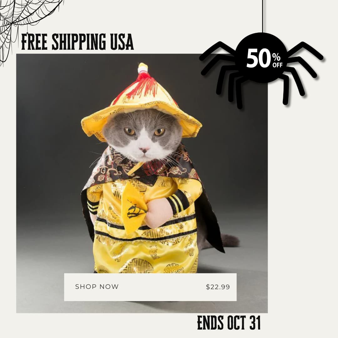 Halloween Cat Costume – Polyester Pet Outfit in Multiple Styles (S - XL) for Cats - 0