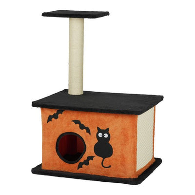 Halloween Cat Tree – Indoor Cat Tower with Condo, Platforms & Sisal Scratching Post, Orange & Black - 0
