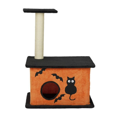 Halloween Cat Tree – Indoor Cat Tower with Condo, Platforms & Sisal Scratching Post, Orange & Black - 0
