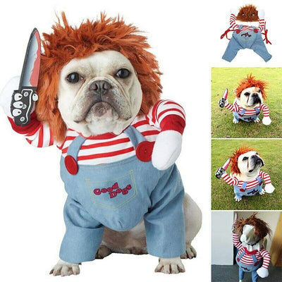 Halloween Dog Costume – Scary Red Adjustable Pet Cosplay Outfit - 0