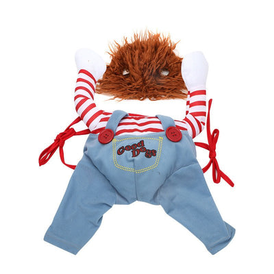 Halloween Dog Costume – Scary Red Adjustable Pet Cosplay Outfit - 0