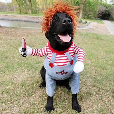 Halloween Dog Costume – Scary Red Adjustable Pet Cosplay Outfit - 0