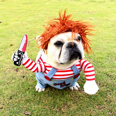 Halloween Dog Costume – Scary Red Adjustable Pet Cosplay Outfit - 0