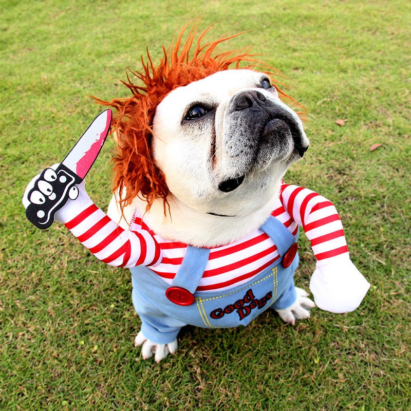 Halloween Dog Costume – Scary Red Adjustable Pet Cosplay Outfit - 0