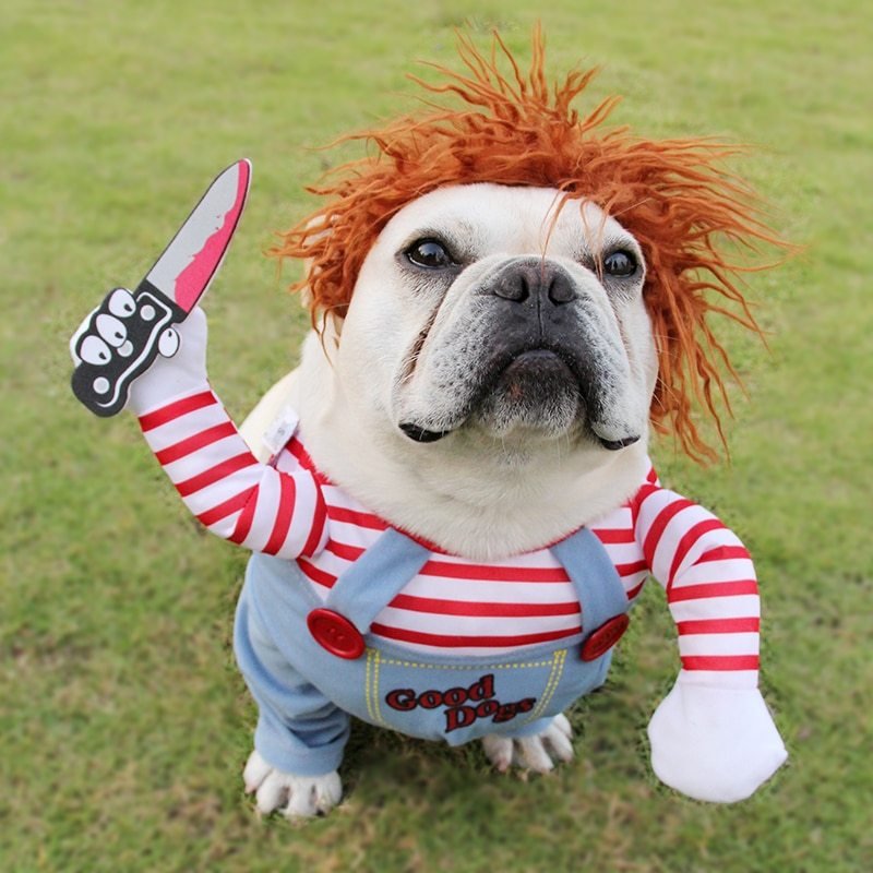 Halloween Dog Costume – Scary Red Adjustable Pet Cosplay Outfit - 0
