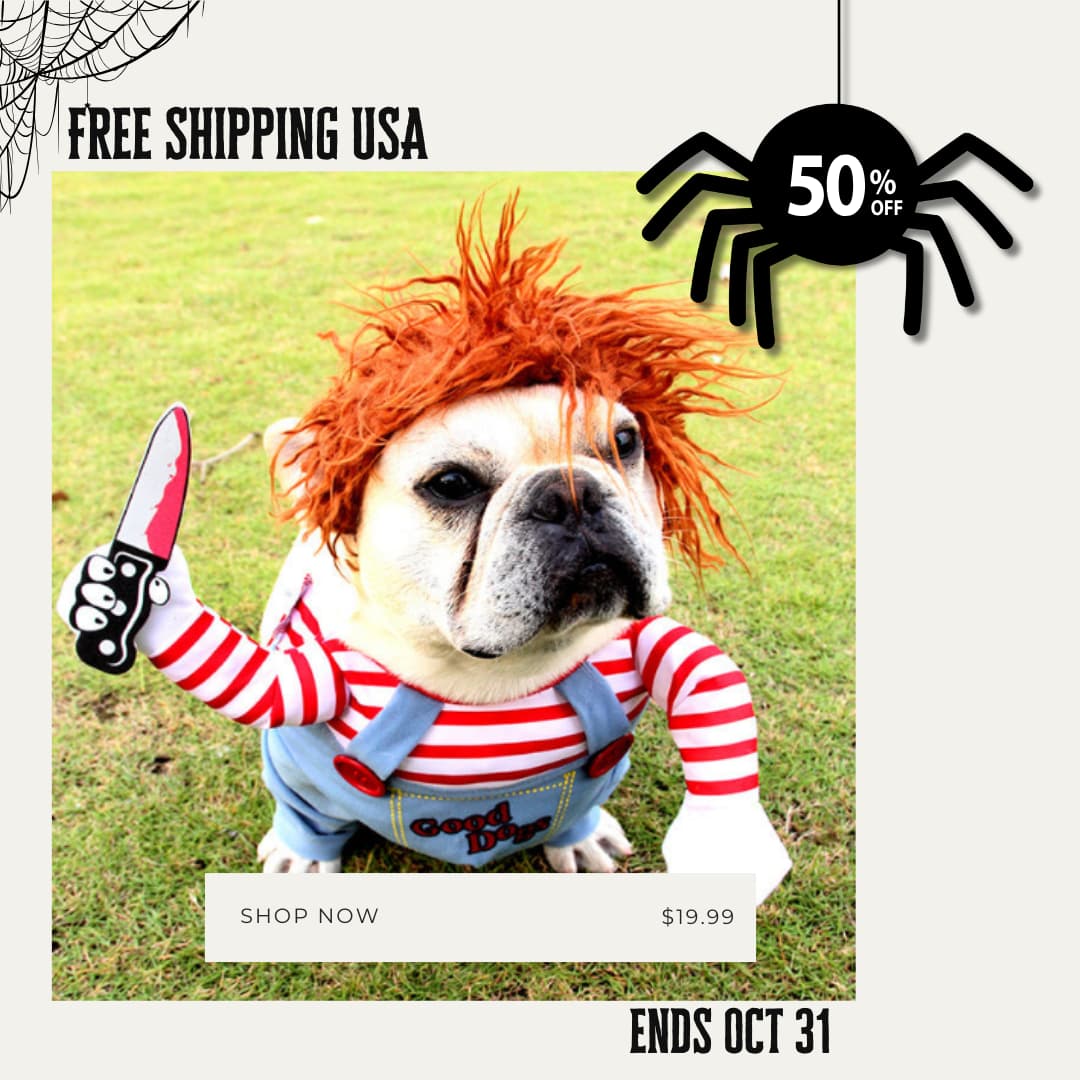 Halloween Dog Costume – Scary Red Adjustable Pet Cosplay Outfit - 0
