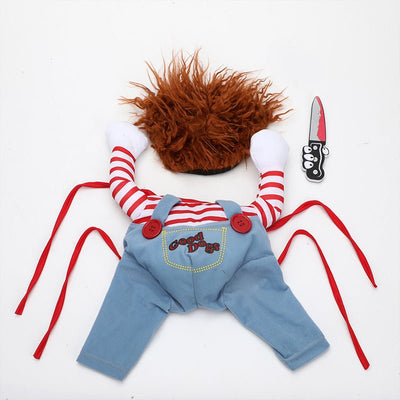 Halloween Dog Costume – Scary Red Adjustable Pet Cosplay Outfit - 0