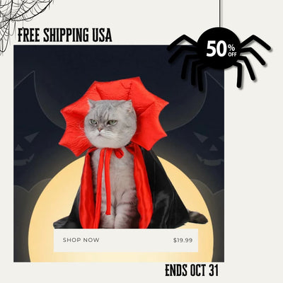 Halloween Vampire Cloak for Cats & Small Dogs – Cute Pet Costume - 0