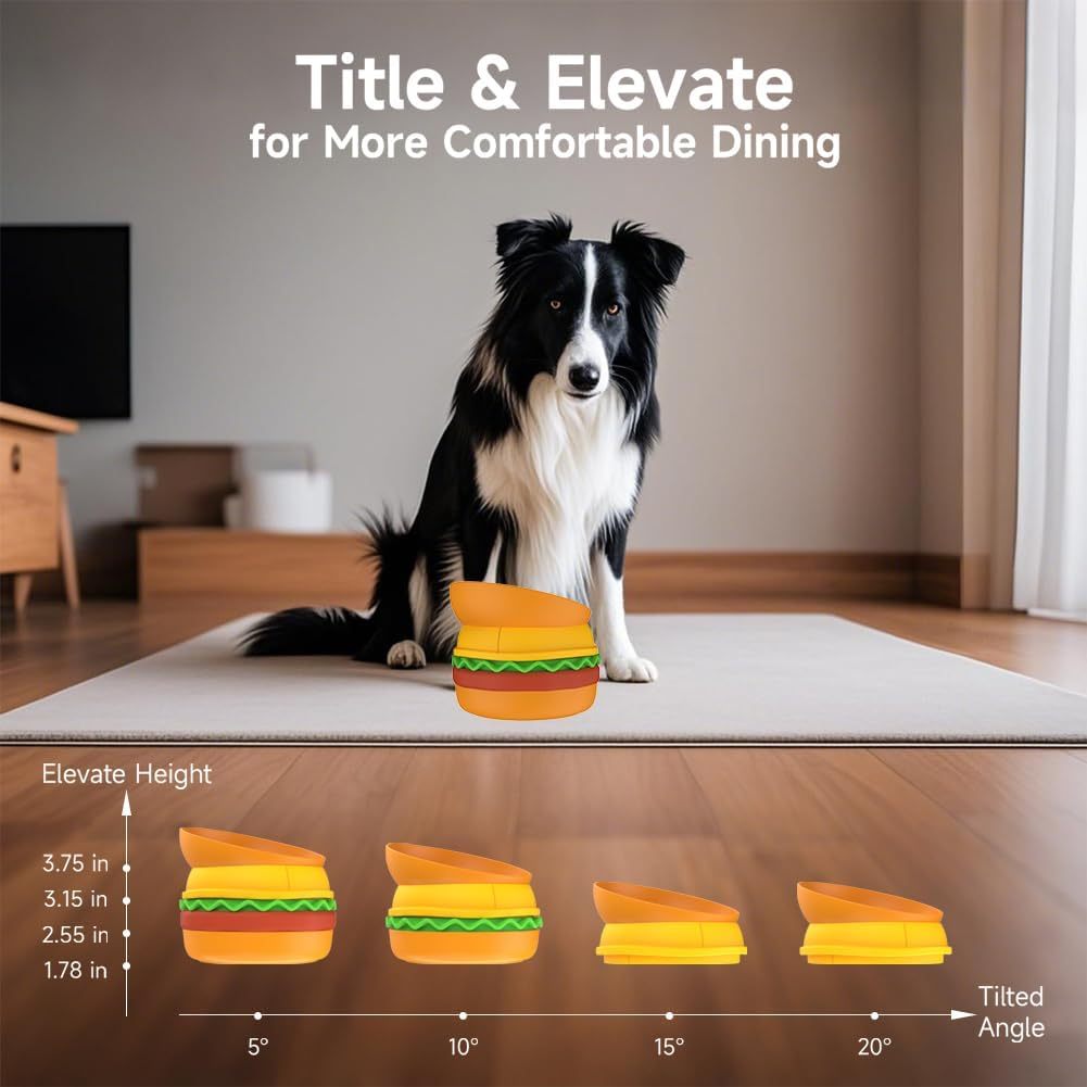 Hamburger Style Pet Bowl – Multi - Layer 5 - in - 1 Feeding Set for Cats & Dogs - 0