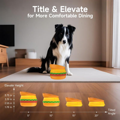 Hamburger Style Pet Bowl – Multi - Layer 5 - in - 1 Feeding Set for Cats & Dogs - 0