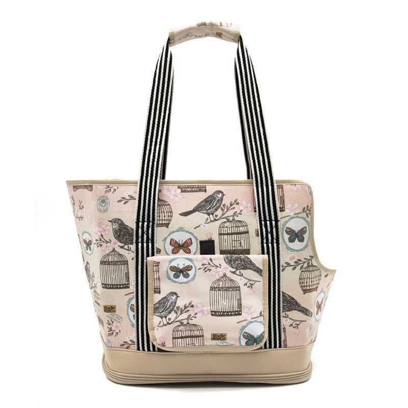 Lightweight Travel Pet Shoulder Bag – Canvas Cat & Dog Carrier with Mesh and Cute Cartoon Design - 0