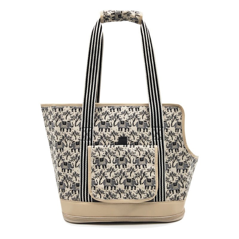 Lightweight Travel Pet Shoulder Bag – Canvas Cat & Dog Carrier with Mesh and Cute Cartoon Design - 0