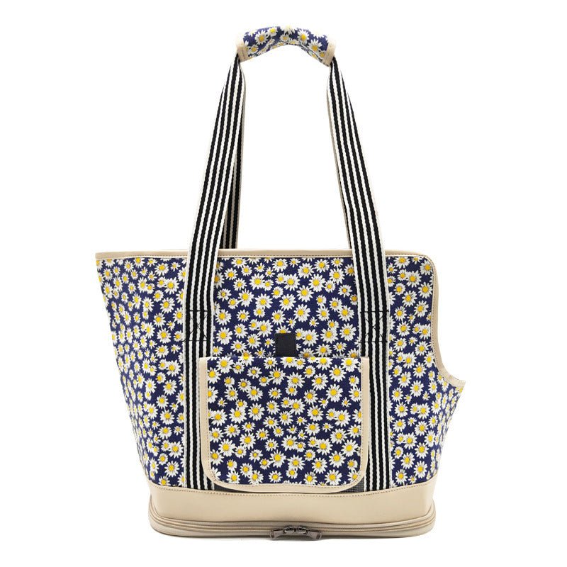 Lightweight Travel Pet Shoulder Bag – Canvas Cat & Dog Carrier with Mesh and Cute Cartoon Design - 0