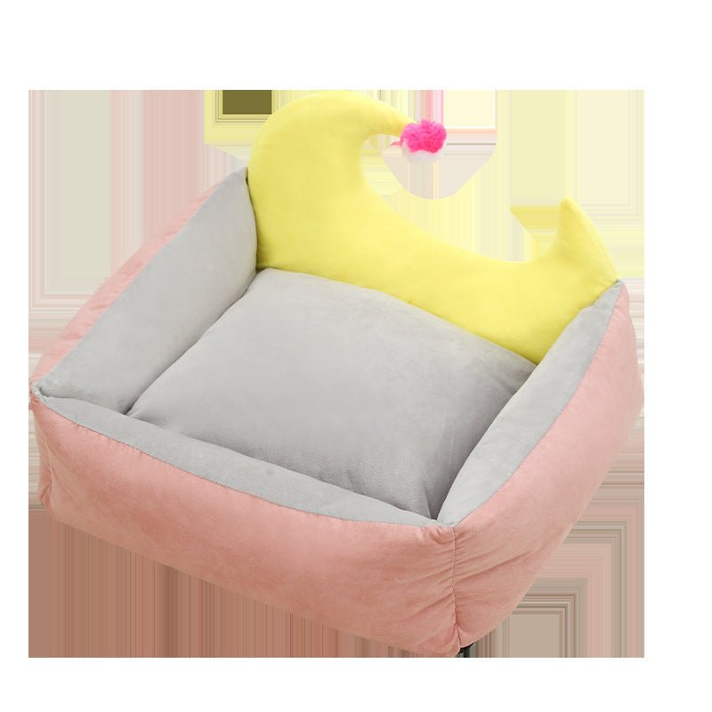Moon Pet Nest – Cozy Suede & Crystal Velvet Bed for Cats & Small Dogs - 0
