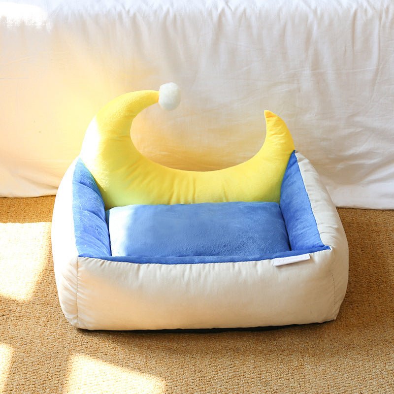 Moon Pet Nest – Cozy Suede & Crystal Velvet Bed for Cats & Small Dogs - 0