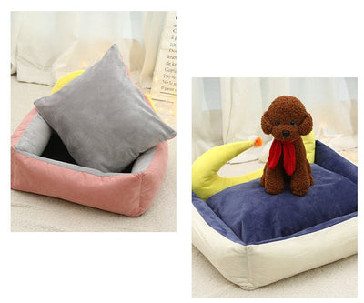 Moon Pet Nest – Cozy Suede & Crystal Velvet Bed for Cats & Small Dogs - 0