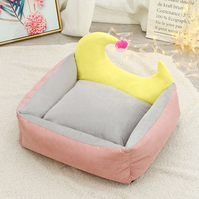 Moon Pet Nest – Cozy Suede & Crystal Velvet Bed for Cats & Small Dogs - 0